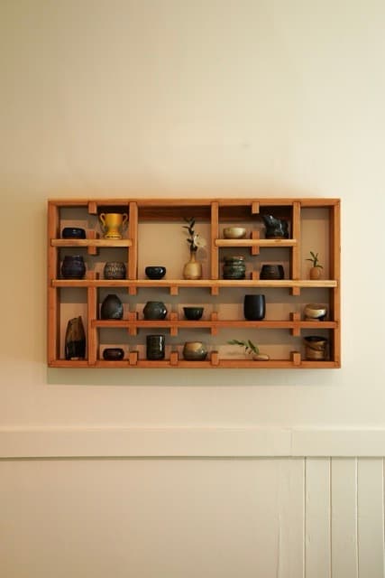 My first furniture project; a cup shelf made out of cherry wood (2025)