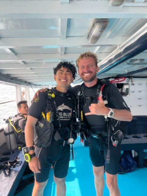 Diving in Koh Tao with my diving instructor, Sebastian (2025)
